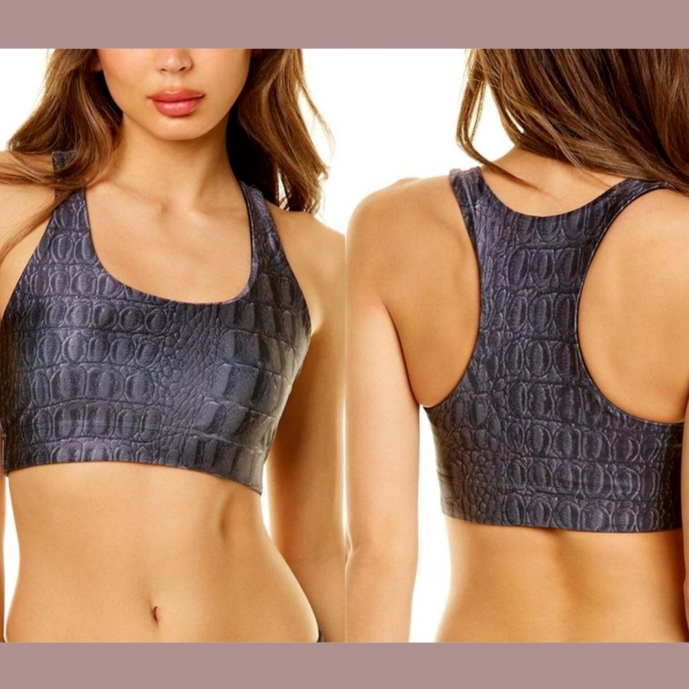 NWT TEREZ‎ [ Small ] Croc Noir Racerback Sports Bra in Grey